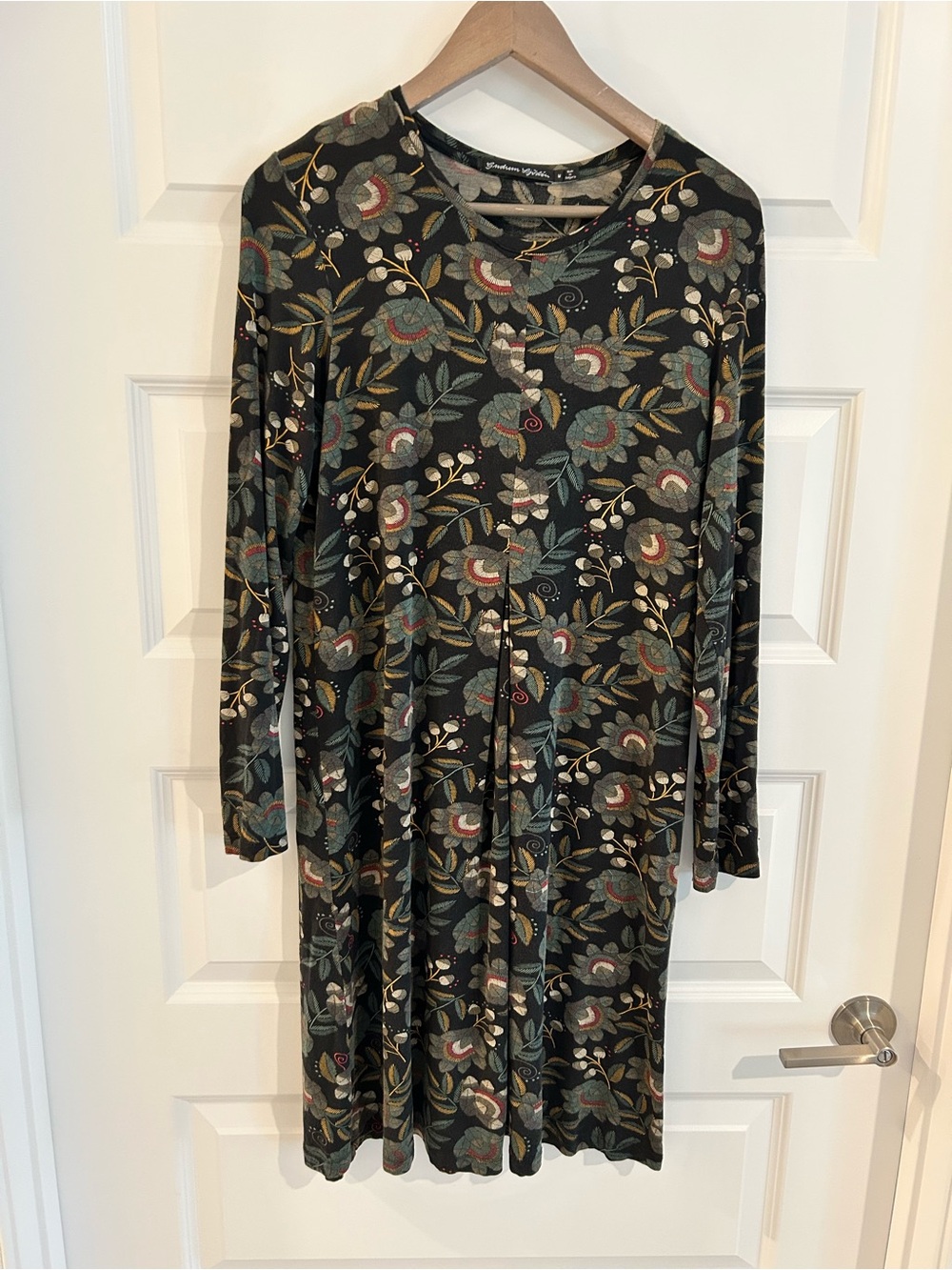 Gudrun Sjoden Floral Micromodal Dress Black  Green Size M